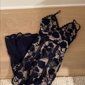 Lulu's Navy Floral Lace Maxi Dress